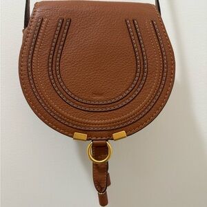 Chloe Brown Crossbody Bag with Textured Leather and Gold Accents